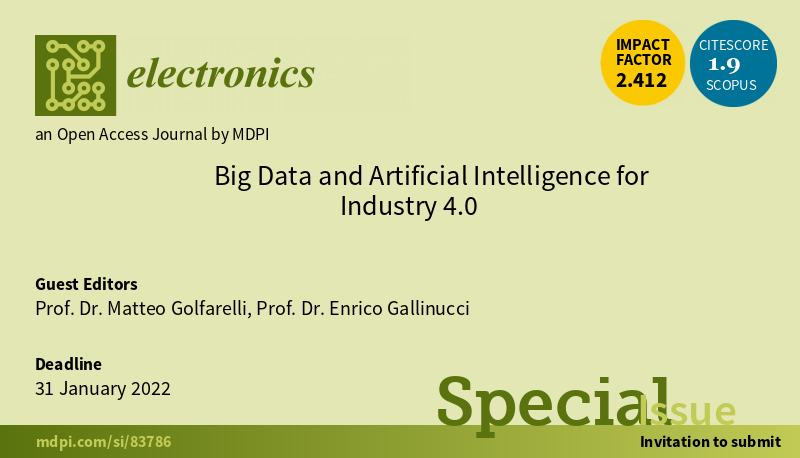 Call-for-paper for MDPI Electronics's Special Issue on Big Data and Artificial Intelligence for Industry 4.0